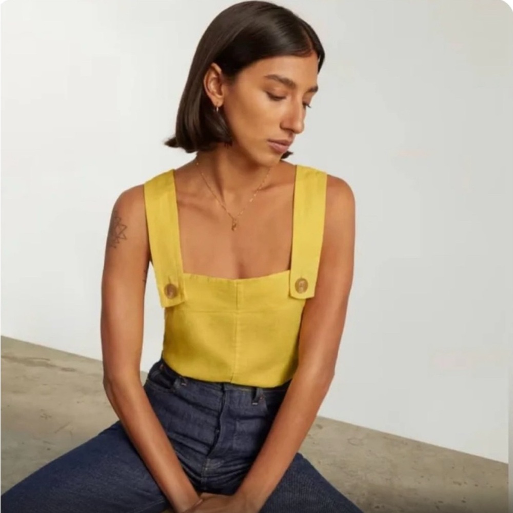 Everlane Apron Linen Tank in Yellow